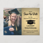 Photo Gold Faux Foil Graduation Save the Date Postcard (Front)