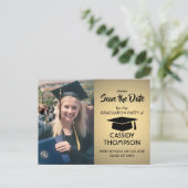 Photo Gold Faux Foil Graduation Save the Date Postcard (Standing Front)