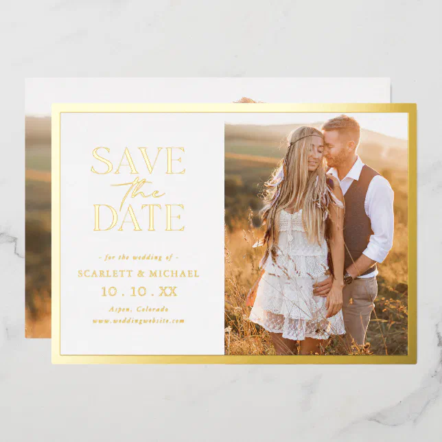 Photo Gold Foil Save The Date Foil Invitation Zazzle