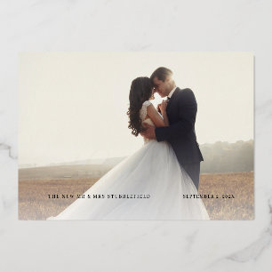 Photo Gold Foil Script Wedding Thank You Card