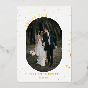 Photo Gold Foil Splatter Thank You Foil Holiday Card