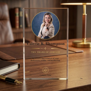 Photo Gold Frame Logo 10 Years of Service Keepsake Acrylic Award