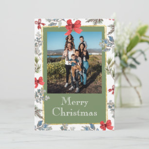 Photo Gold Frame Merry Christmas Personalized Holiday Card