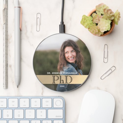 Photo Gold PhD Graduation Wireless Charger