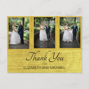Photo Gold Rings Elegant Wedding Thank You Postcard