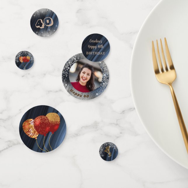 Photo Gold Silver Glitter & Balloons Birthday Confetti (Group)