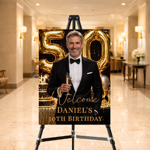 Photo gold welcome birthday party foam board