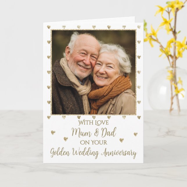 Photo Golden Wedding Anniversary 50 years Card (Yellow Flower)