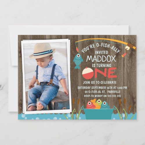 Photo Gone Fishing 1st Birthday Invitation