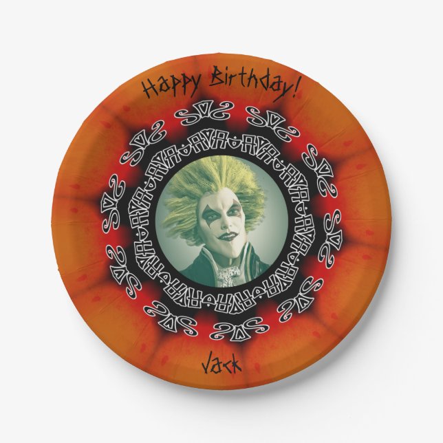 Photo Gothic Happy Birthday/Halloween  Paper Plates (Front)