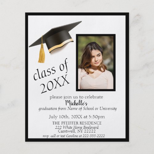 Photo Grad Cap Graduation Party Invitation Flyer