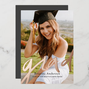 Photo Grad Handwritten Script Graduation Foil Foil Invitation