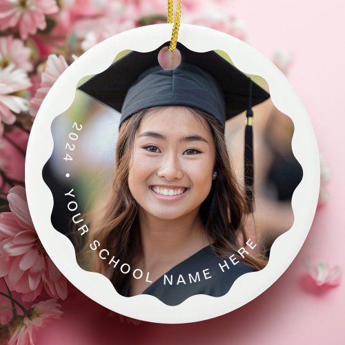 Photo grad year name or school graduation keepsake ceramic ornament