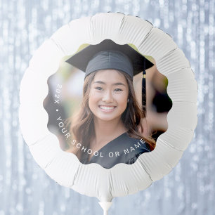 Photo grad year name school graduation wavy border balloon