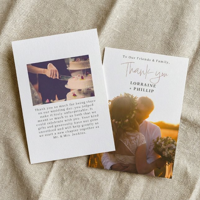 Photo gradient and script romantic wedding thank you card (Photo gradient and script romantic wedding thank you card.)