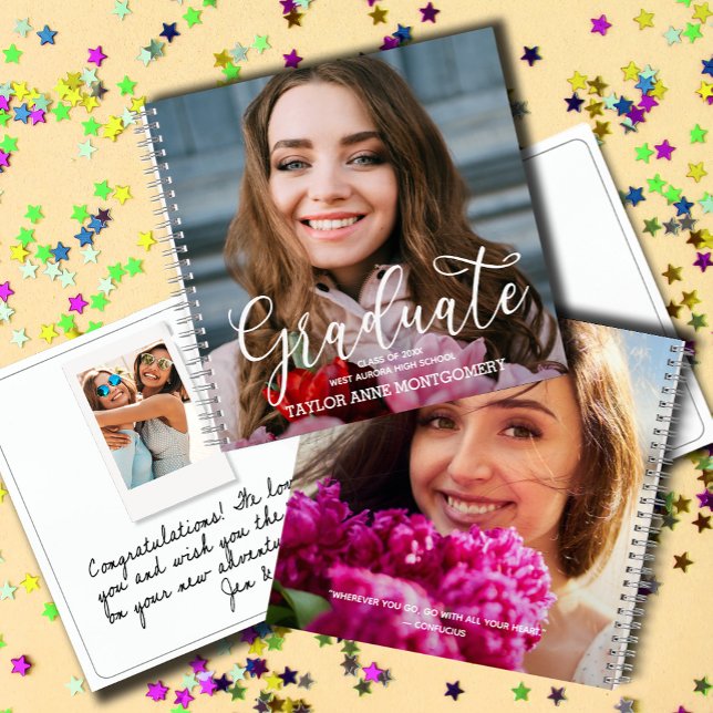 Photo Graduate Best Wishes Guest Book (Graduation party guest book with photo on front and back and room inside for messages and photos)