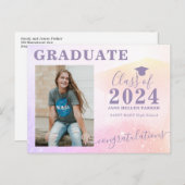 Photo graduate girly graduation party invitation postcard (Front/Back)