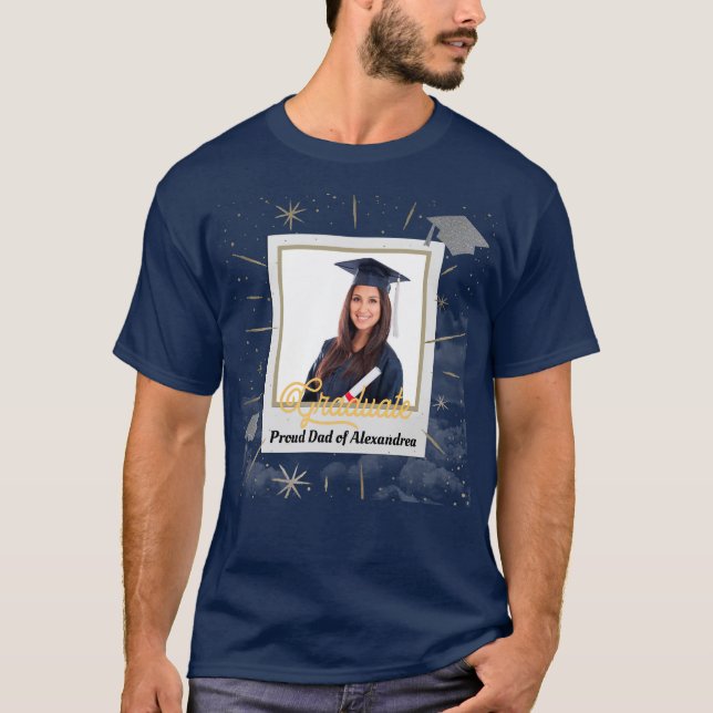Photo Graduate Graduating Proud Dad Personalize   T-Shirt (Front)