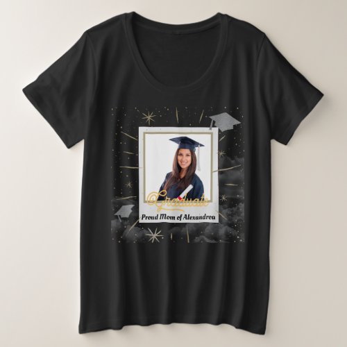 Photo Graduate Graduating Proud Mom Dad Custom   Plus Size T_Shirt