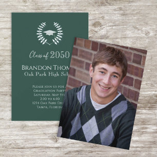 Photo Graduate Modern Simple Elegant Green Invitation