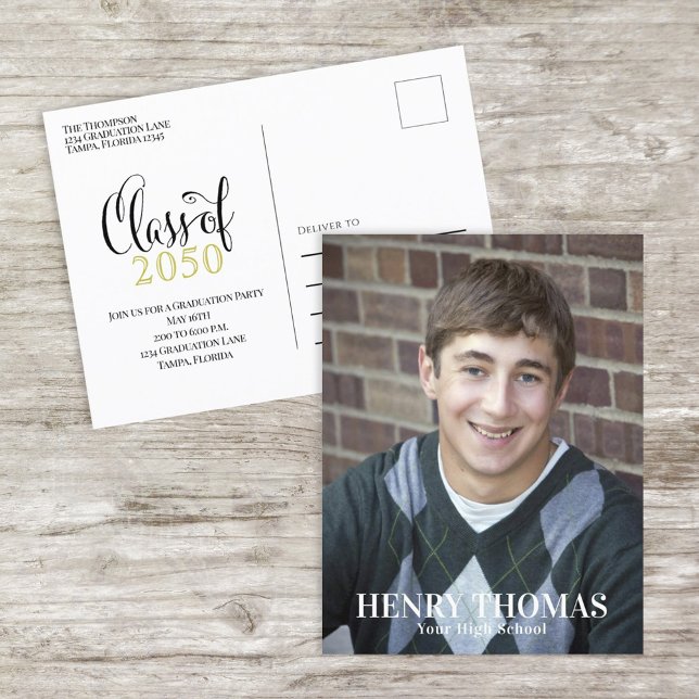 Photo Graduate Photo Template Classic Minimalist Postcard (Creator Uploaded)