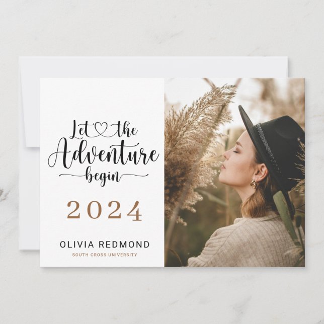 Photo Graduation Announcement | Adventure Begins  (Front)