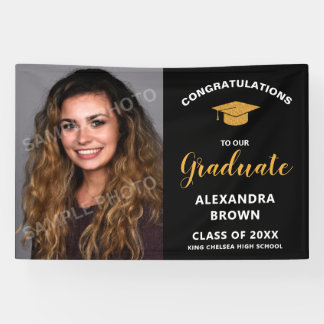 Photo Graduation Announcement Black Banner