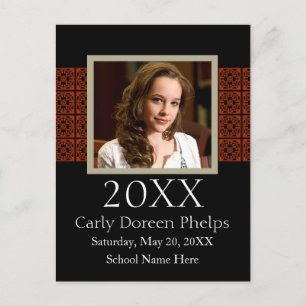 Photo Graduation Announcement Black Red White