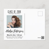 Photo Graduation Announcement / Invitation Postcard (Back)