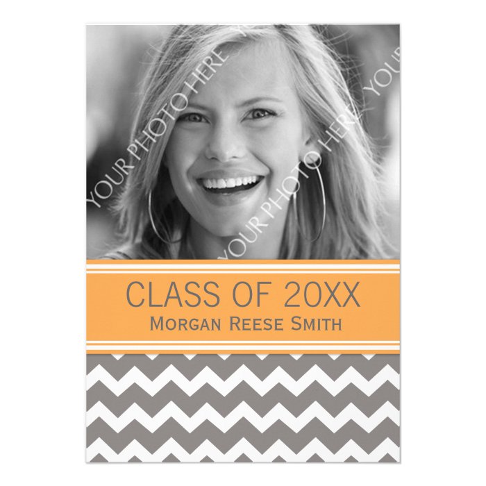 Photo Graduation Announcement Orange Gray