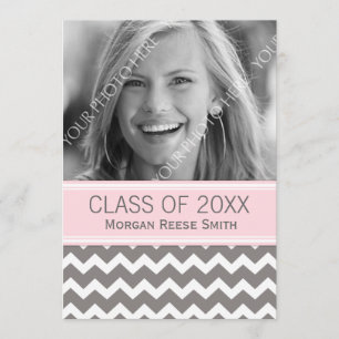 Photo Graduation Announcement Pink Gray