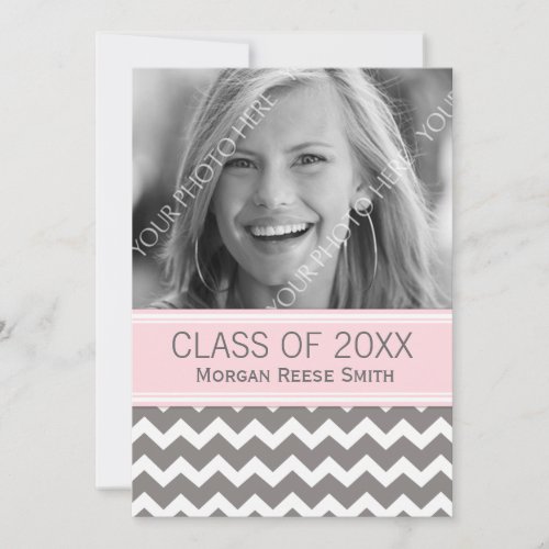 Photo Graduation Announcement Pink Gray