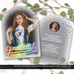 Photo Graduation Announcement Retro Pride Rainbow