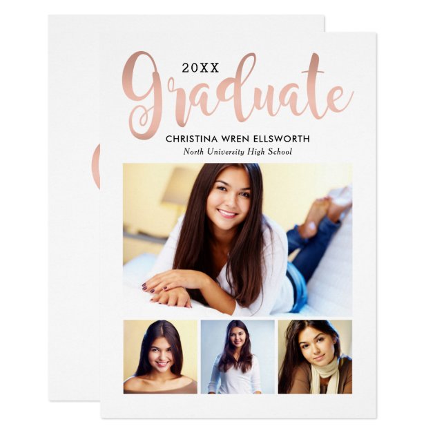 Photo Graduation Announcement | Rose Gold Graduate
