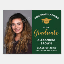 Photo Graduation Announcement Sign Green