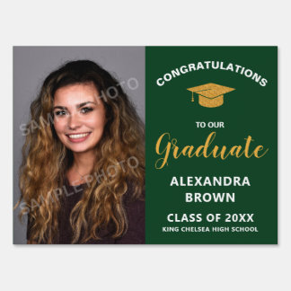 Photo Graduation Announcement Sign Green