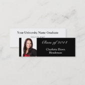 Photo graduation announcement tag name card black (Front/Back)