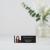 Photo graduation announcement tag name card black (Standing Front)