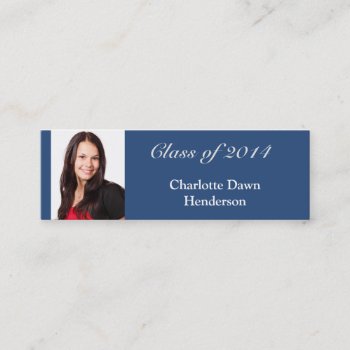 Photo Graduation Announcement Tag Name Card Blue by FidesDesign at Zazzle