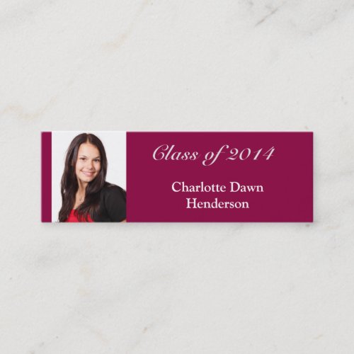 Photo graduation announcement tag name card red business cards