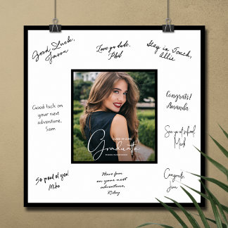 Photo Graduation Autograph Black Border Poster