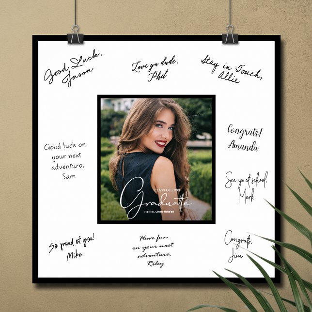 Photo Graduation Autograph Black Border Poster (Graduation autograph photo poster with black border, INSTANT DOWNLOAD and/or PRINTED)