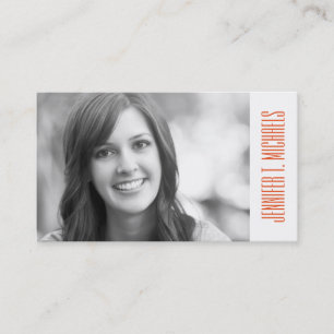 Photo Graduation Bias Plaid in Orange and Pink Calling Card