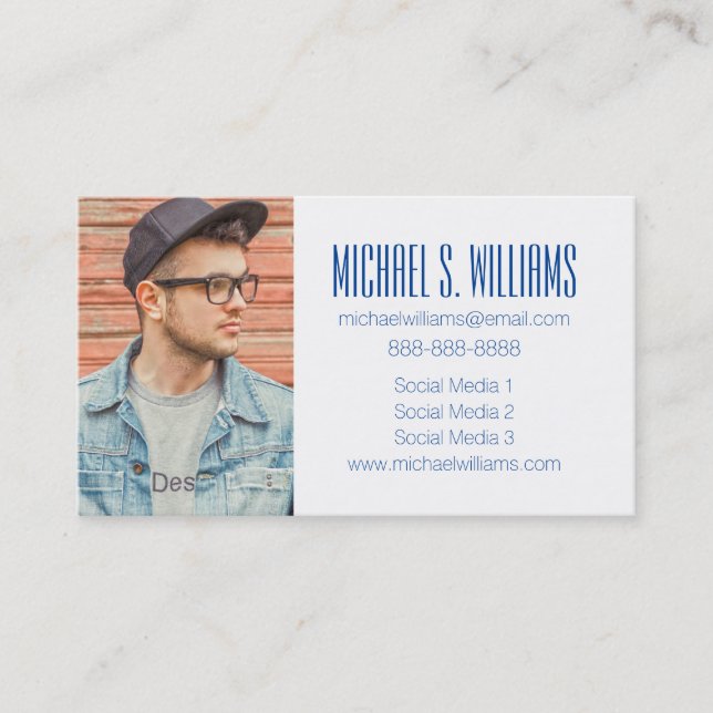 Photo Graduation | Blue Watercolor Calling Card (Front)