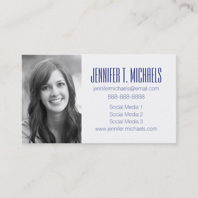 Photo Graduation | Bright Blue Shell Pattern Calling Card (Front)