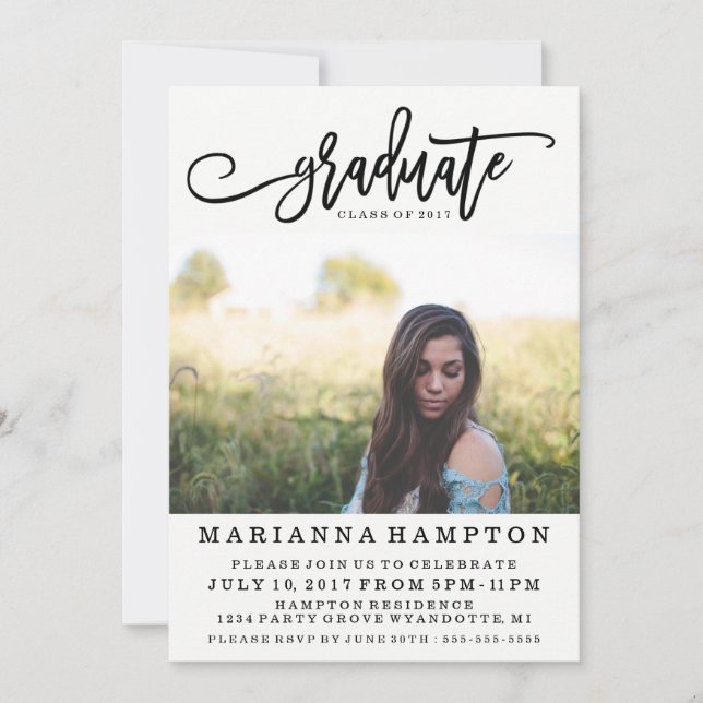 Photo Graduation Card | Modern Grad Invitation (Front)