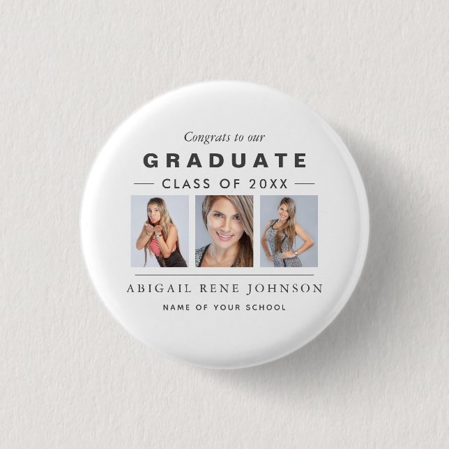 Photo Graduation Collage Graduate Custom Button (Front)