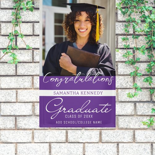 Photo Graduation Congrats Grad 2023 Purple Banner