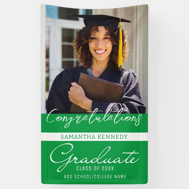 Photo Graduation Congrats Grad Class Of 2023 Green Banner (Vertical)