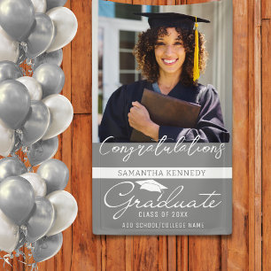 Photo Graduation Congrats Grad Class Of 2026 Gray Banner